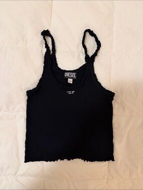 Diesel Black Lettuce Hem Cropped Tank